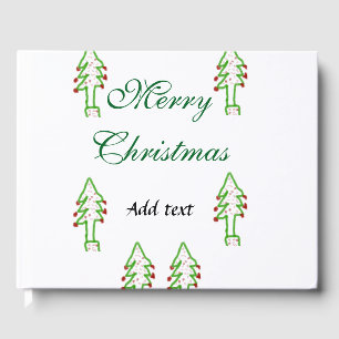 Green Christmas tree red cherry merry Christmas mo Guest Book