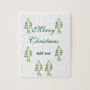 Green Christmas tree red cherry merry Christmas mo Jigsaw Puzzle