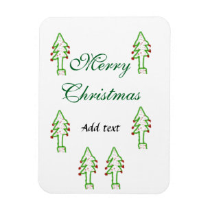 Green Christmas tree red cherry merry Christmas mo Magnet