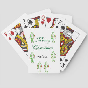 Green Christmas tree red cherry merry Christmas mo Playing Cards