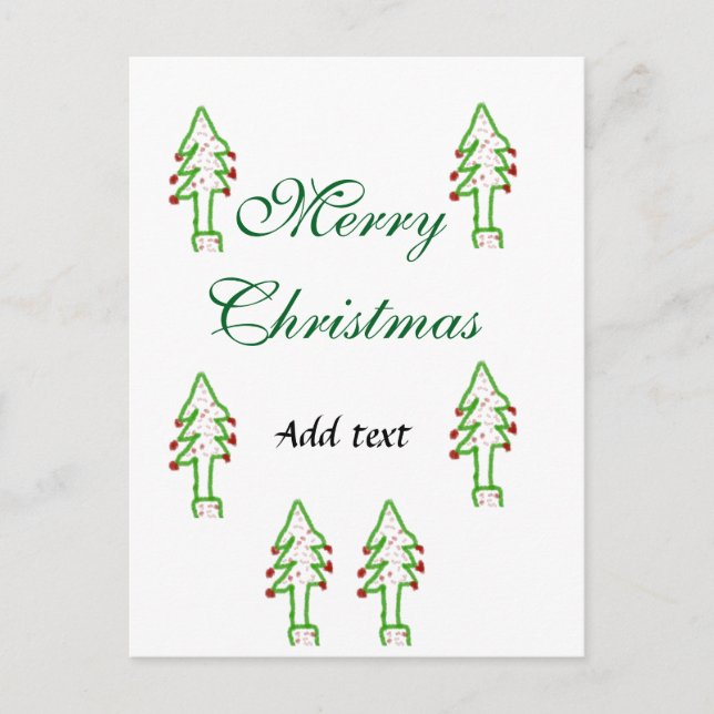 Green Christmas tree red cherry merry Christmas mo Postcard (Front)