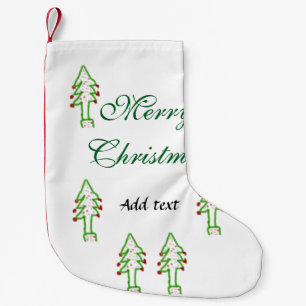 Green Christmas tree red cherry merry Christmas mo Small Christmas Stocking