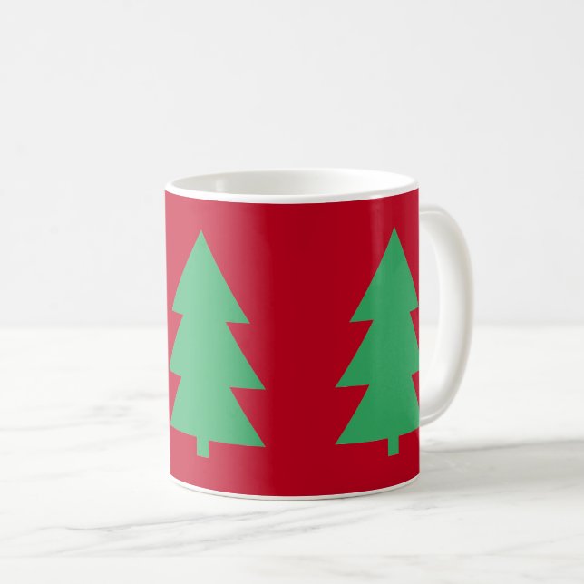 Green Christmas Tree Red  Coffee Mug (Front Right)