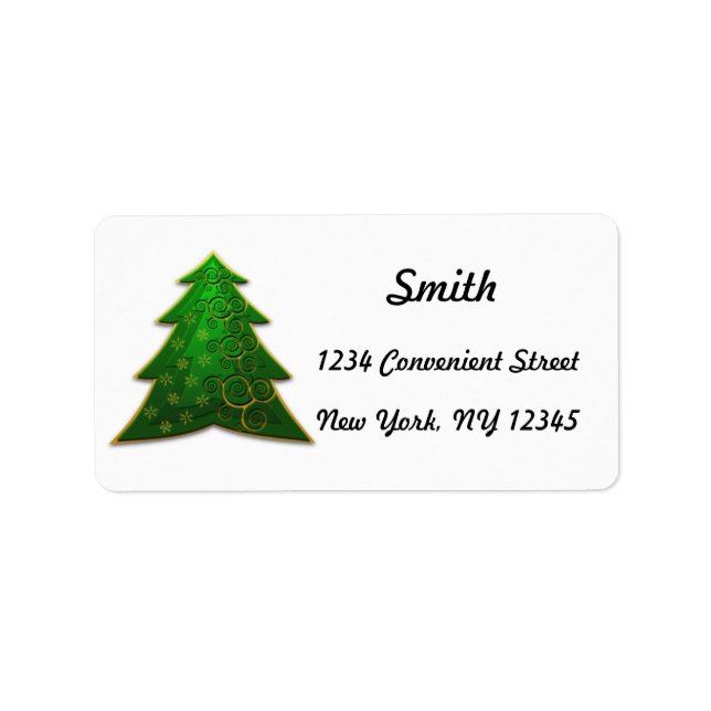 Green Christmas Tree Return Address Label (Front)