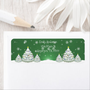 Green Christmas Tree Return Address Label