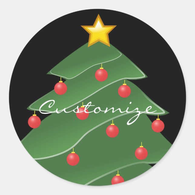 Green Christmas Tree Thunder_Cove Classic Round Sticker (Front)