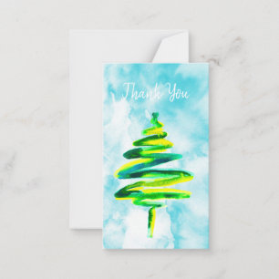Green Christmas Tree watercolor Note Card
