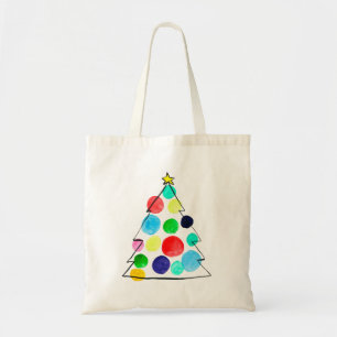 Green Christmas Tree watercolor Tote Bag