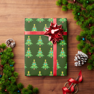 Green Christmas Tree Winter Holiday Wrapping Paper