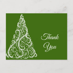 Green Christmas Tree Winter Thank You Postcard