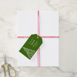 Green Christmas Tree Winter Wedding Favour Tags