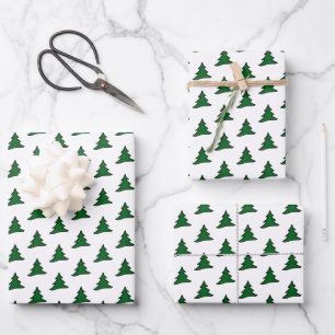 Green Christmas Tree Wrapping Paper Sheet