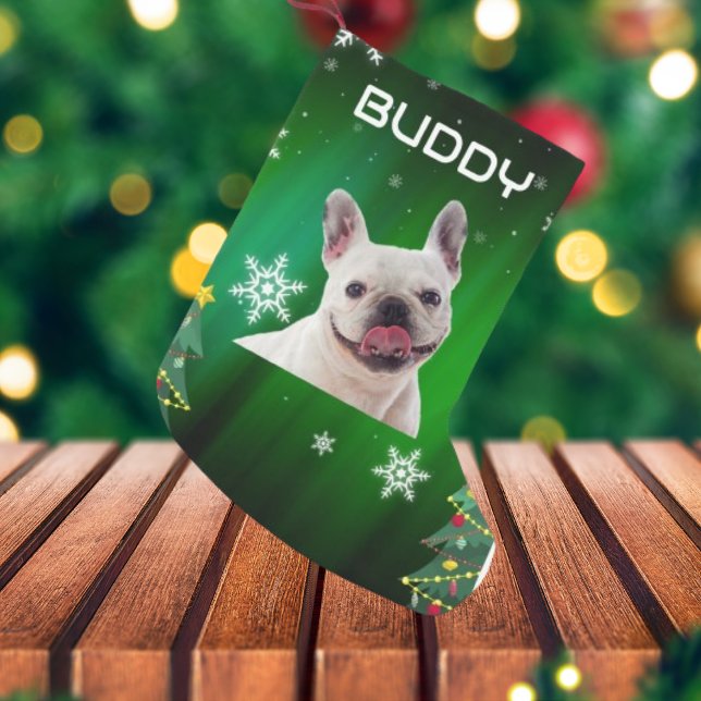 Green Christmas Trees Dog Pet Photo Small Christmas Stocking (Creator Uploaded)