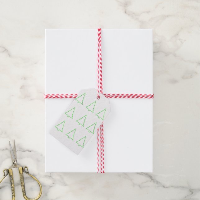 Green Christmas Trees Gift Tags  (With Twine)