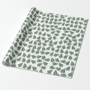 Green Christmas Trees Gifts Wrapping Paper