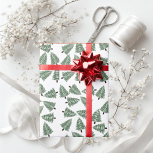 Green Christmas Trees Gifts Wrapping Paper