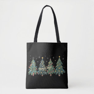 Green Christmas Trees Holiday Christmas Tote Bag