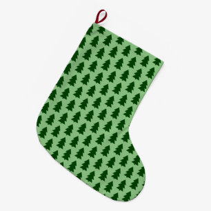 Green Christmas trees Large Christmas Stocking
