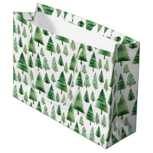 Green Christmas Trees Large Gift Bag