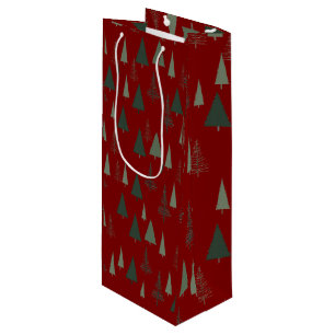 Green Christmas trees Wine Gift Bag