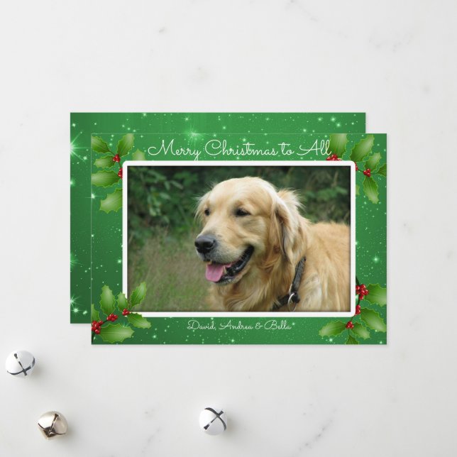 Green Christmas Twinkling Stars Big Photo Card (Front/Back In Situ)
