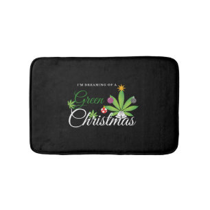 Green Christmas Weed Shirt Bath Mat