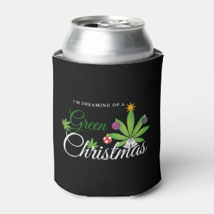Green Christmas Weed Shirt Can Cooler