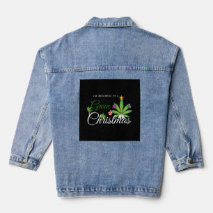 Green Christmas Weed Shirt Denim Jacket