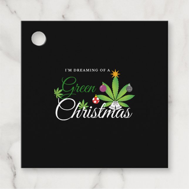 Green Christmas Weed Shirt Favour Tags (Front)