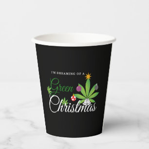 Green Christmas Weed Shirt Paper Cups