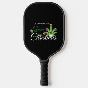 Green Christmas Weed Shirt Pickleball Paddle