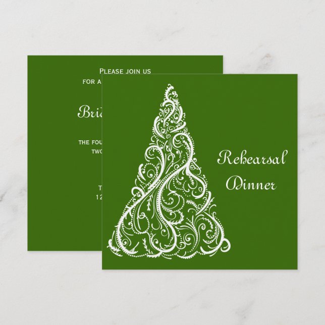 Green Christmas Winter Wedding Rehearsal Dinner Invitation (Front/Back)
