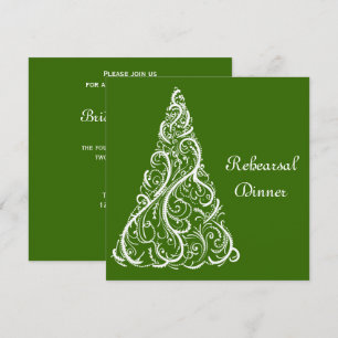 Green Christmas Winter Wedding Rehearsal Dinner Invitation