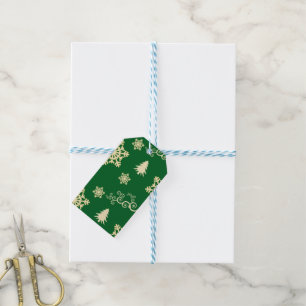 Green Christmas with Cream Snowflakes Gift Tags