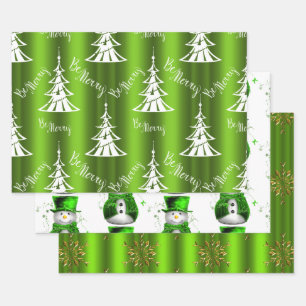 Green Christmas Wrapping Paper Sheet