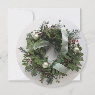 Green Christmas wreath Christmas party Invitation