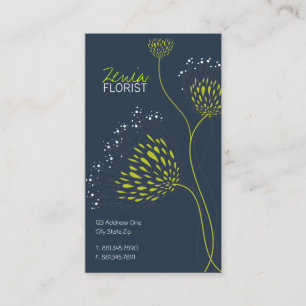 Green Chrysanthemum Flowers Elegant Chic Floral Business Card