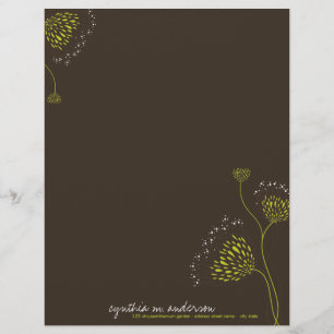 Green Chrysanthemum Flowers Elegant Chic Floral Customised Letterhead