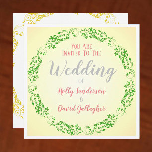 Green Circle Flourish with Graduated Background Invitation