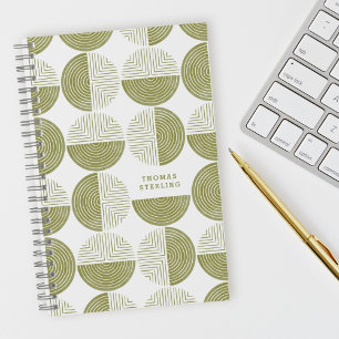 Green Circle Geometric Pattern Spiral Notebook