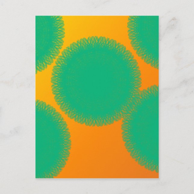 green circle in yellowish orange postcard (Front)