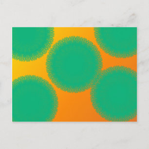 green circle in yellowish orange postcard