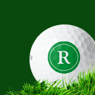 Green circle with name initial Monogrammed Golf Balls