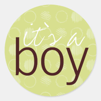 Green Circles Its a Boy Classic Round Sticker