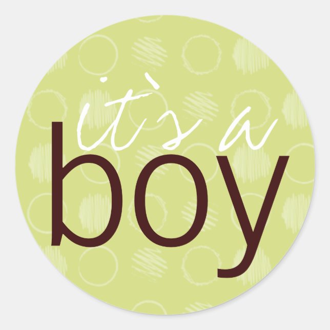 Green Circles Its a Boy Classic Round Sticker (Front)