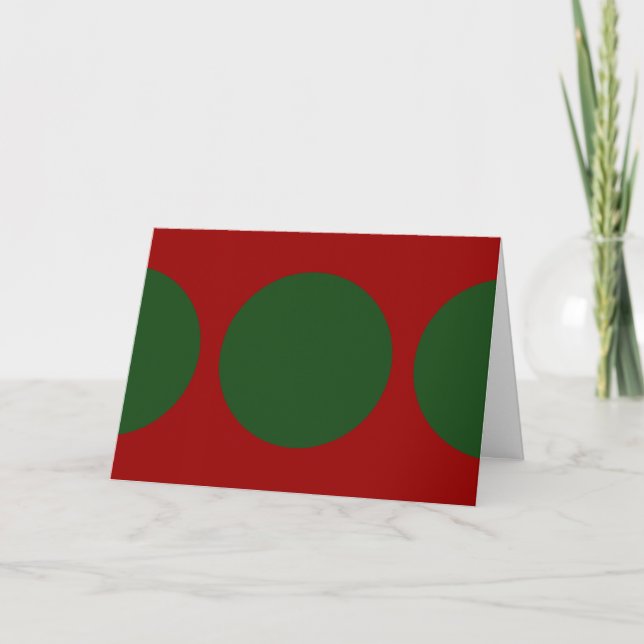 Green Circles on Red Holiday Card (Front)