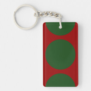Green Circles on Red Key Ring