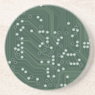 Green Circuit Board Background Pattern Art Coaster