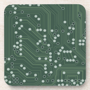 Green Circuit Board Background Pattern Art Coaster