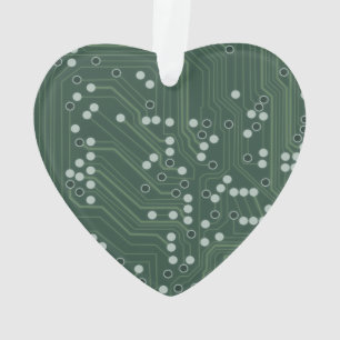 Green Circuit Board Background Pattern Art Ornament